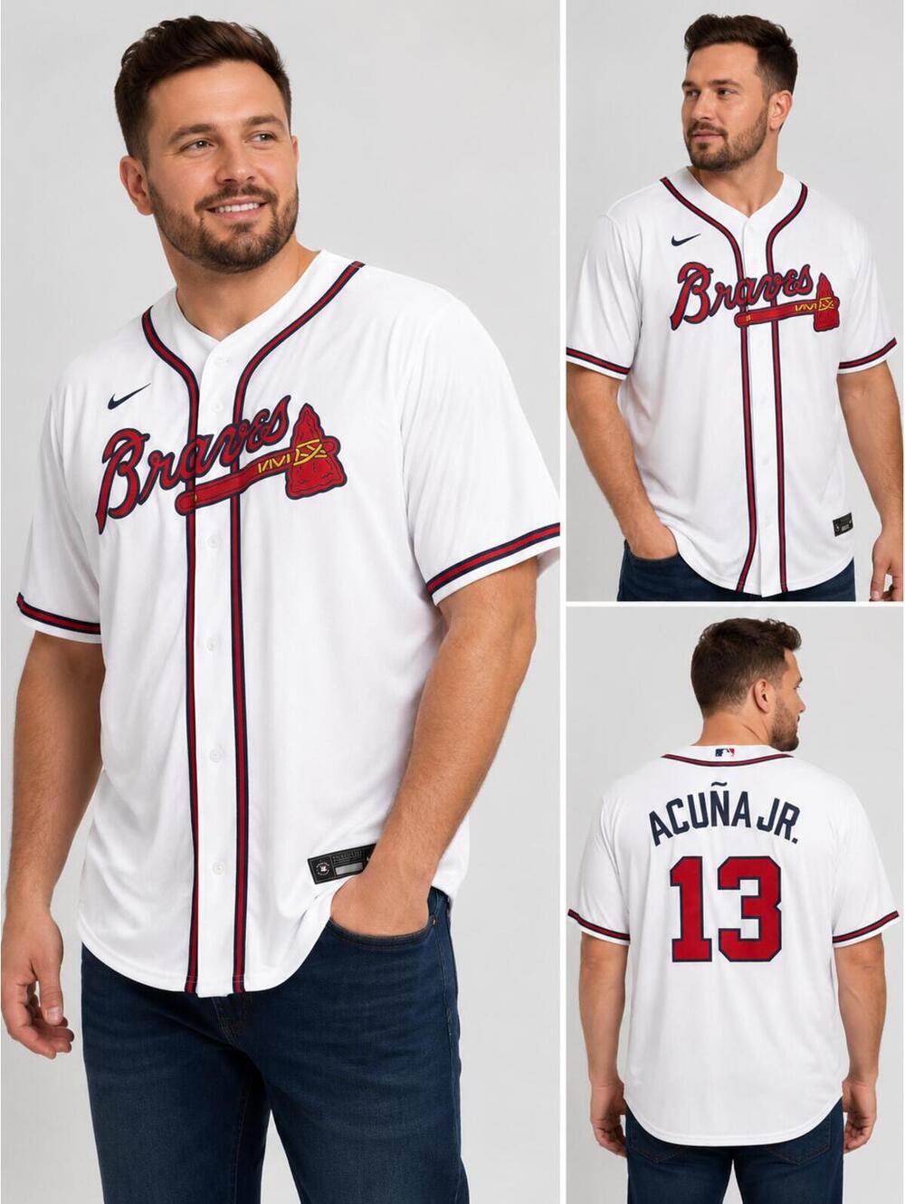 Nike Limited Ronald Acuña Jr #13 Atlanta Braves Home Jersey Men’s 3XL White MLB